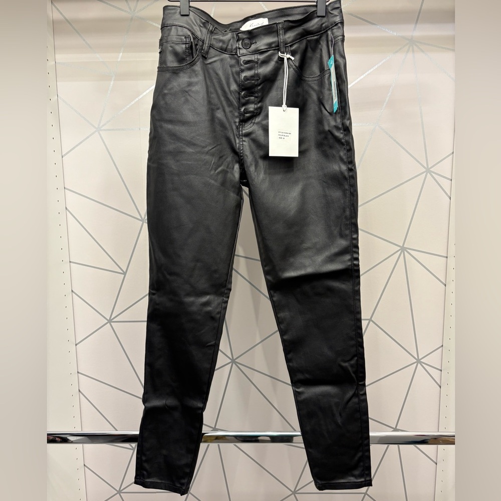 Kan Can Jade High Rise Faux Leather Skinny Jean Size 30 button fly